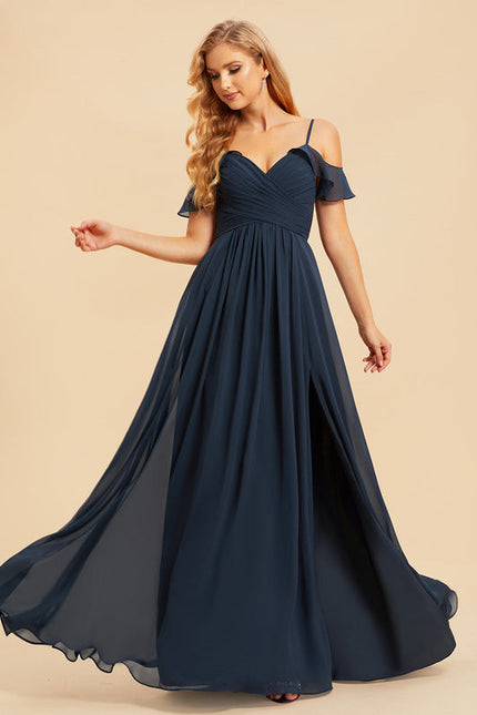 Robe Demoiselle D'Honneur Mousseline Beige - gallery 2