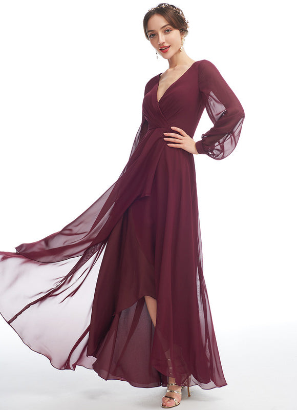 Robe Demoiselle D'Honneur Asymétrique Fluide - gallery 1