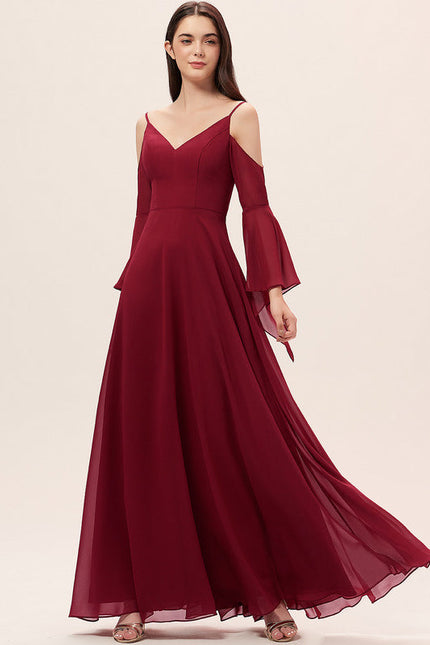 Robe Demoiselle D'Honneur Mousseline Beige - gallery 3