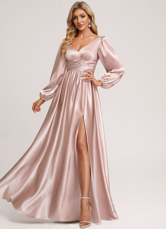 Robe Longue Satin Demoiselle D'Honneur - gallery 3