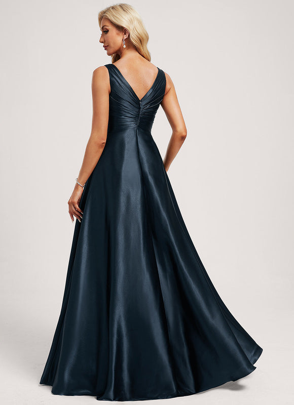 Robe Demoiselle D'Honneur Satin Vert Émeraude - gallery 5