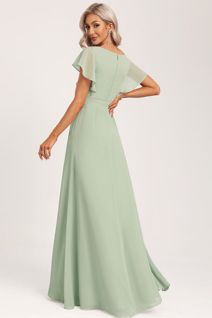 Robe Demoiselle D'Honneur À Volants Rose Pâle - gallery 3
