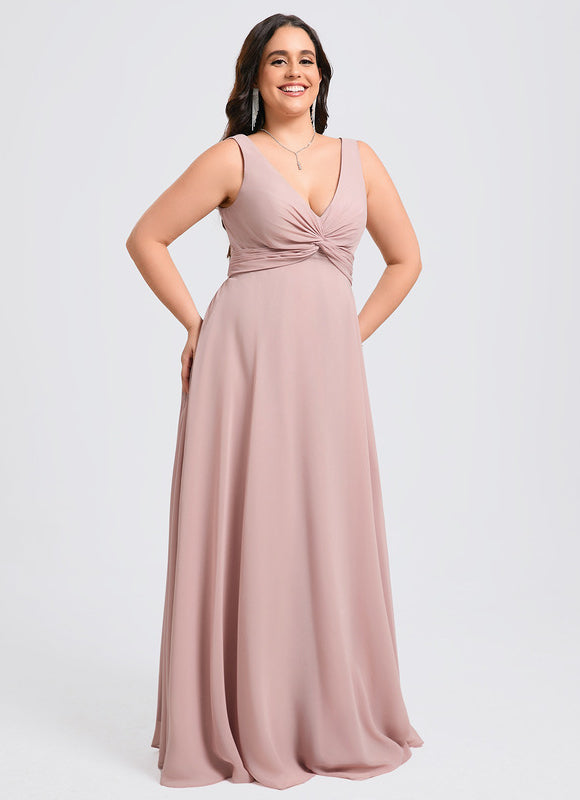 Robe Demoiselle D'Honneur Mousseline Beige - gallery 9