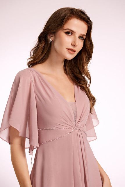 Robe Demoiselle D'Honneur Mousseline Beige