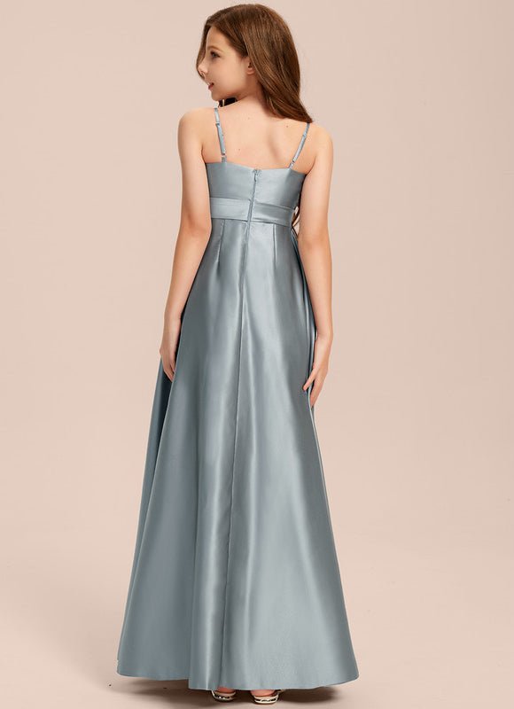 Robe Demoiselle D'Honneur Satin Aqua - gallery 6
