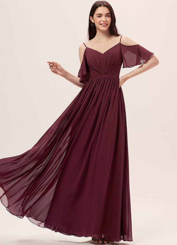Robe Demoiselle D'Honneur À Volants Rose Pâle