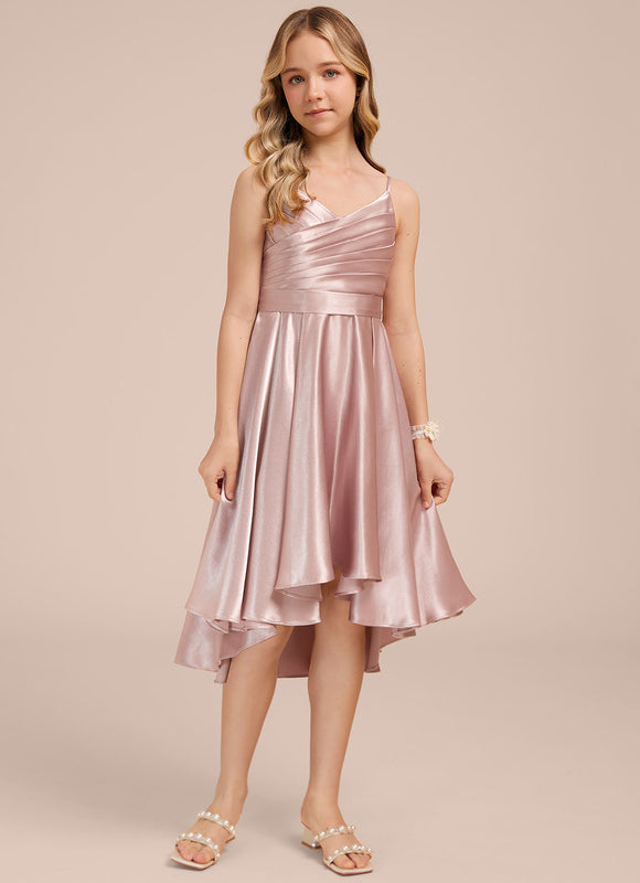 Robe Demoiselle D'Honneur Satin Rose Chic - gallery 5