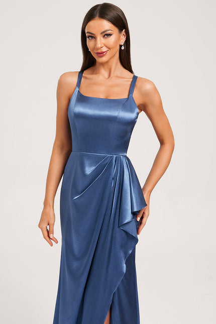 Robe Demoiselle D'Honneur Satin Fluide À Volants - gallery 5