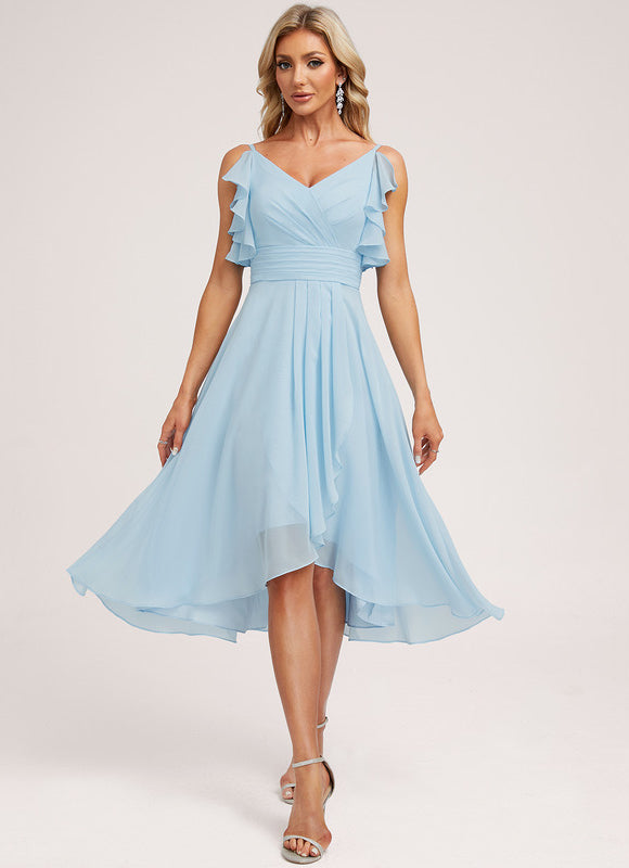 Robe Demoiselle D'Honneur Asymétrique Fluide