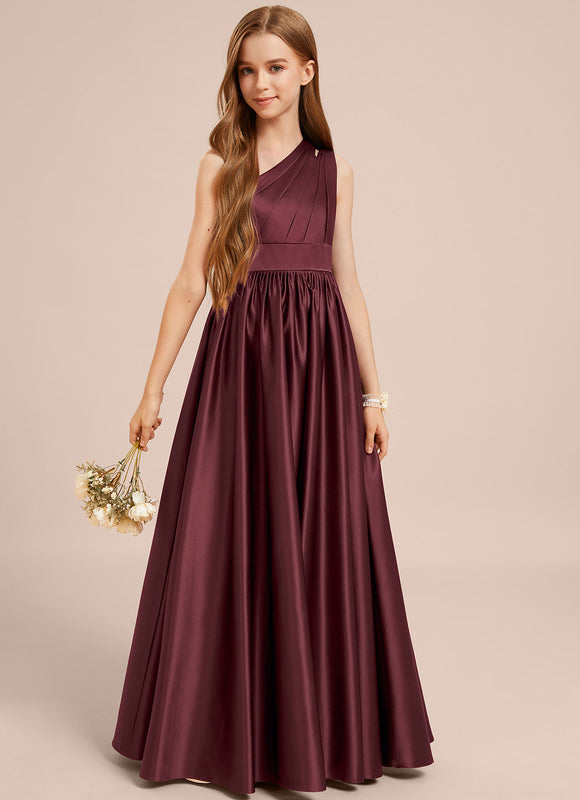 Robe Demoiselle D'Honneur Satinée Asymétrique Junior - gallery 2