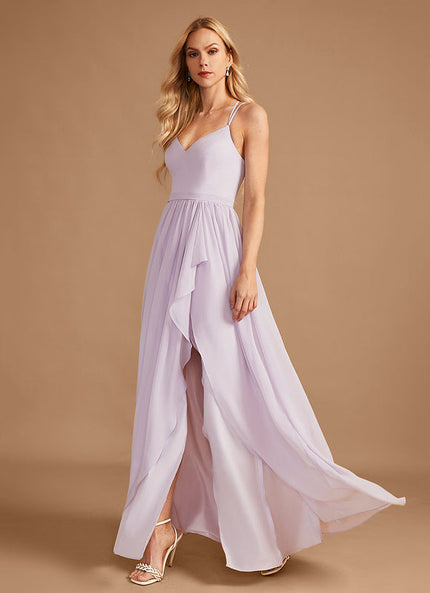 Robe Demoiselle D'Honneur Asymétrique Fluide