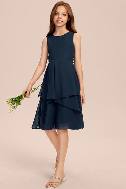 Robe Demoiselle D'Honneur Bleu Nuit Fluide - gallery 3