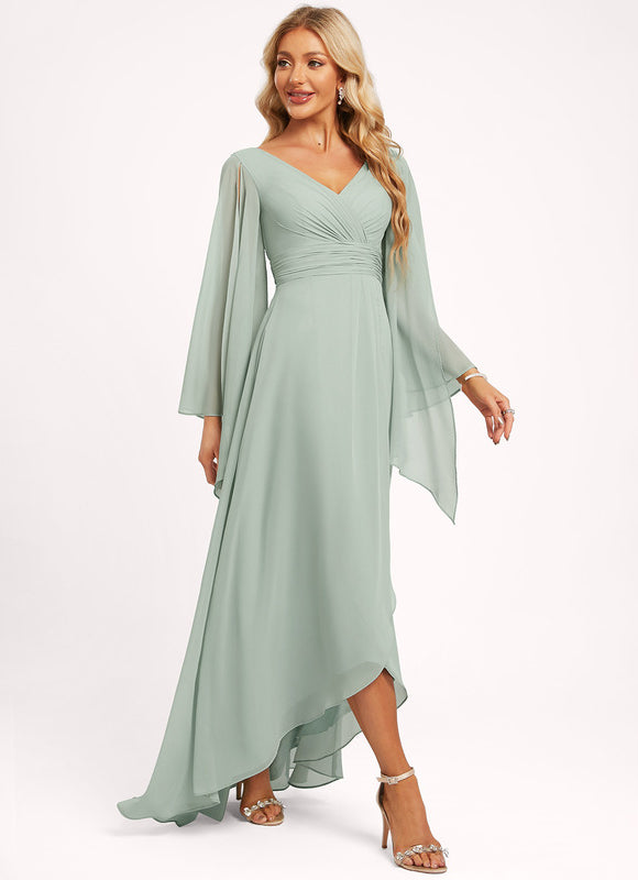 Robe Demoiselle D'Honneur Asymétrique Fluide - gallery 4