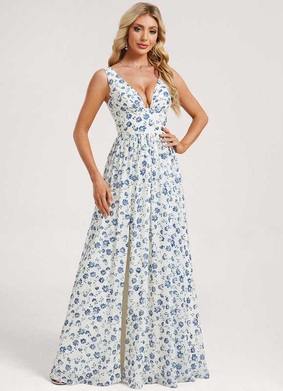 Robe Demoiselle D'Honneur Mousseline Beige - gallery 2