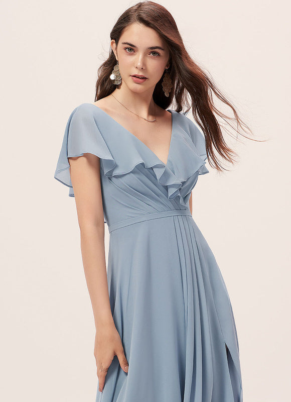 Robe Demoiselle D'Honneur Mousseline Beige - gallery 4