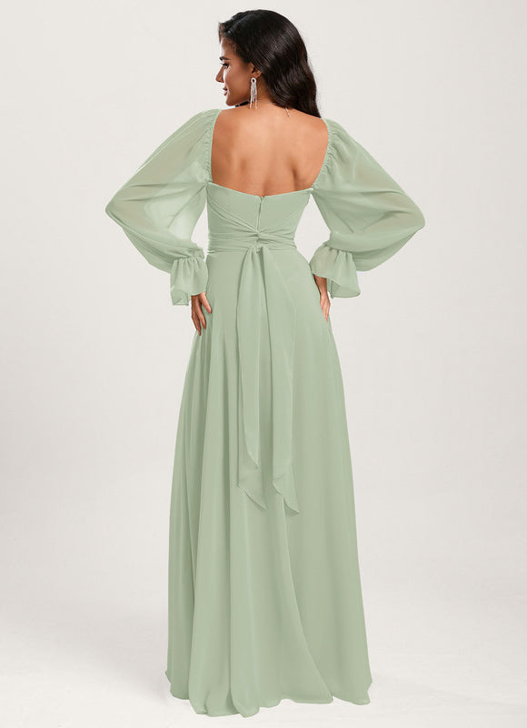 Robe Demoiselle D'Honneur Fluide Vert Doux - gallery 5