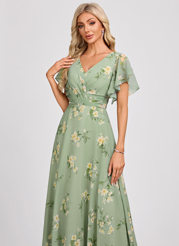 Robe Demoiselle D'Honneur À Volants Rose Pâle - gallery 4