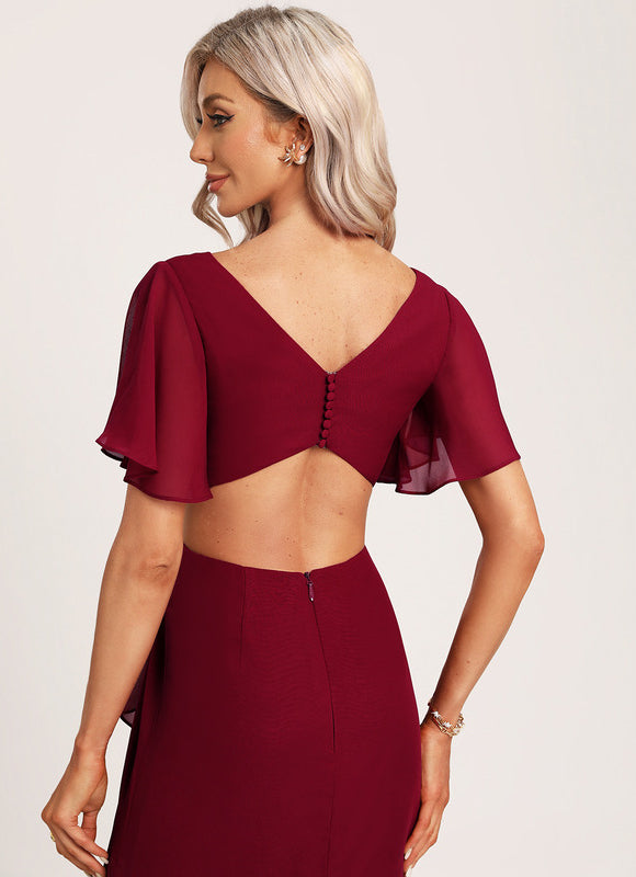 Robe Demoiselle D'Honneur À Volants Rose Pâle - gallery 3