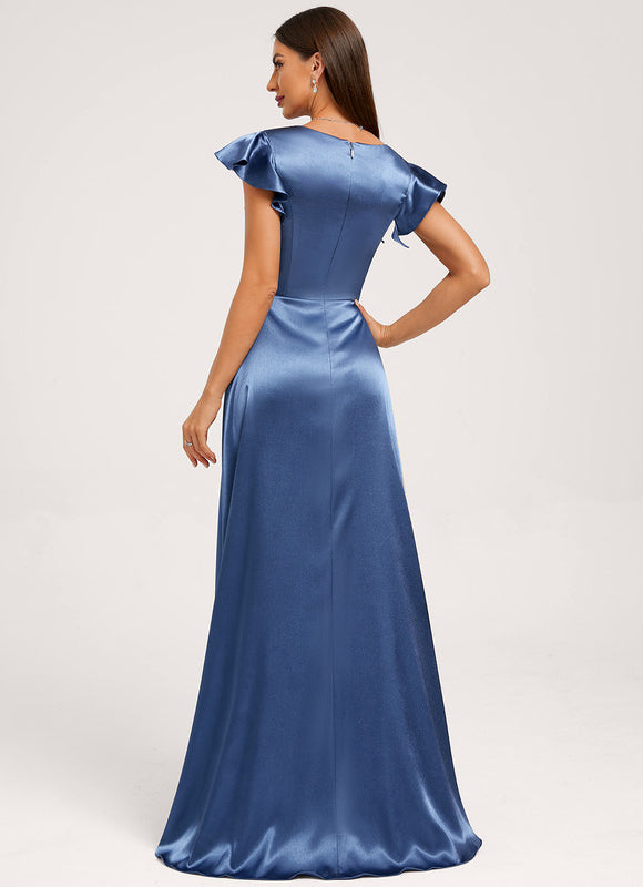 Robe Demoiselle D'Honneur En Satin - gallery 2