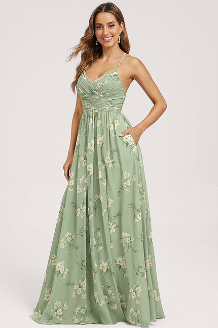 Robe Demoiselle D'Honneur Mousseline Beige - gallery 3