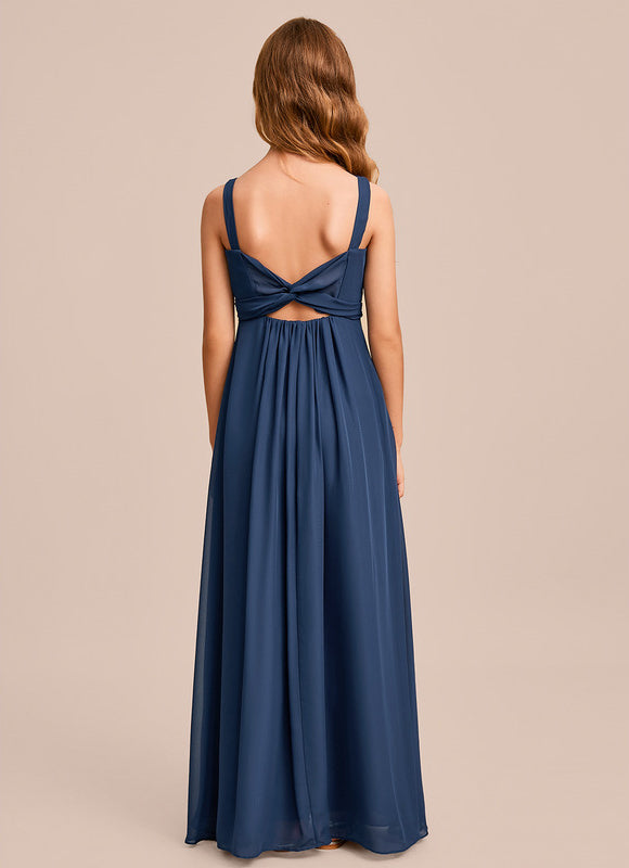 Robe Demoiselle D'Honneur Mousseline Ciel - gallery 2