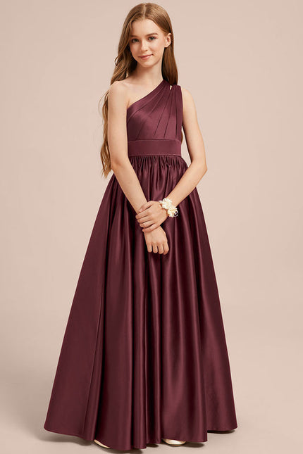 Robe Demoiselle D'Honneur Satinée Asymétrique Junior - gallery 5