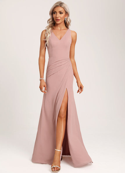 Robe Demoiselle D'Honneur À Volants Rose Pâle