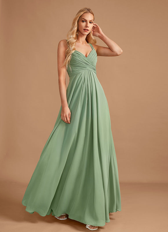 Robe Demoiselle D'Honneur À Volants Rose Pâle - gallery 2