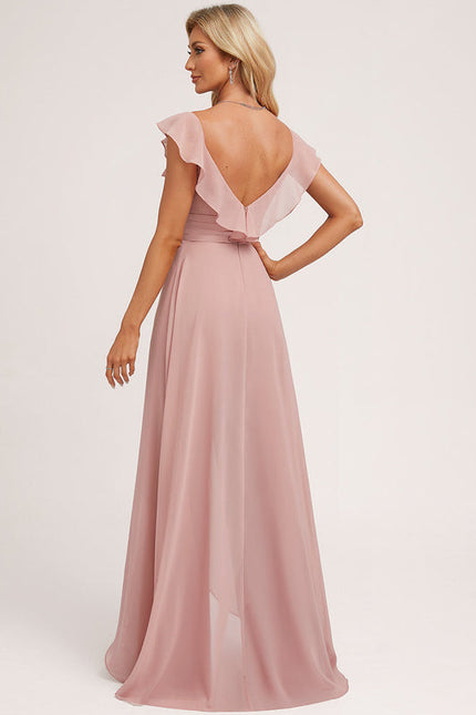 Robe Demoiselle D'Honneur Vaporeuse Rose - gallery 1