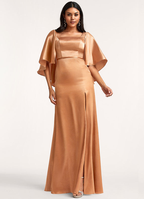 Robe Demoiselle D'Honneur Champagne Satin