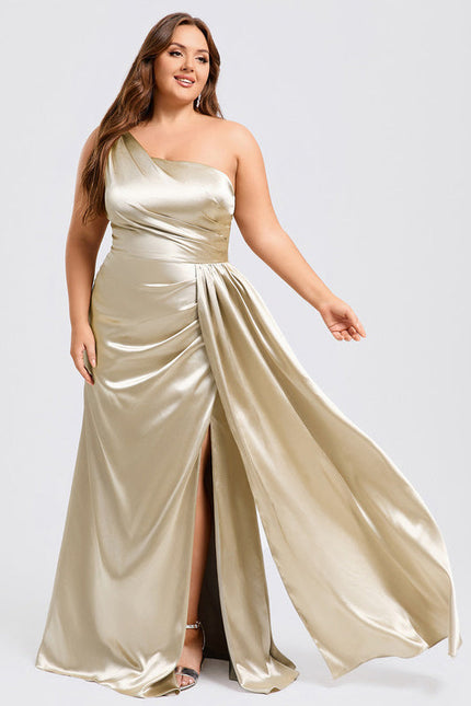 Robe Demoiselle D'Honneur Satinée Asymétrique Bleue - gallery 9