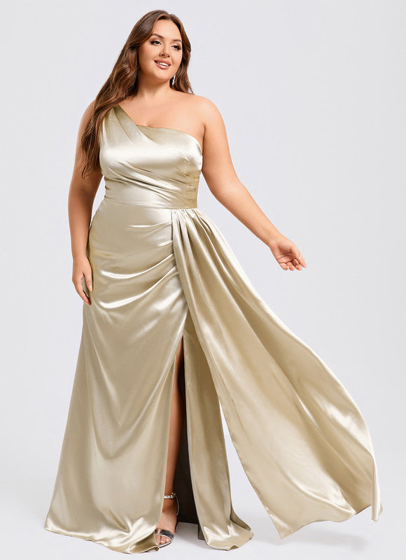 Robe Demoiselle D'Honneur Satinée Asymétrique Bleue - gallery 9