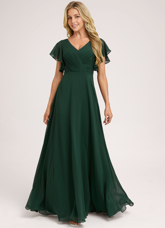 Robe Demoiselle D'Honneur À Volants Rose Pâle - gallery 2