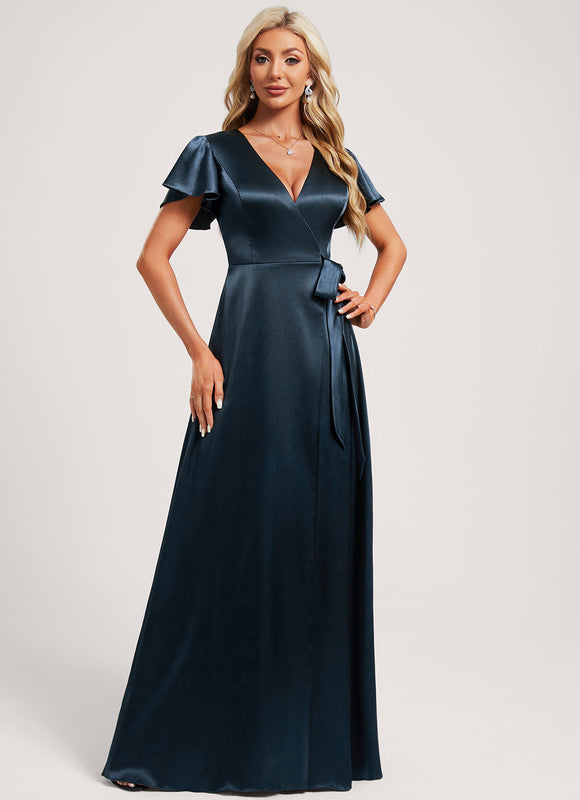 Robe Longue Satin Demoiselle D'Honneur - gallery 2
