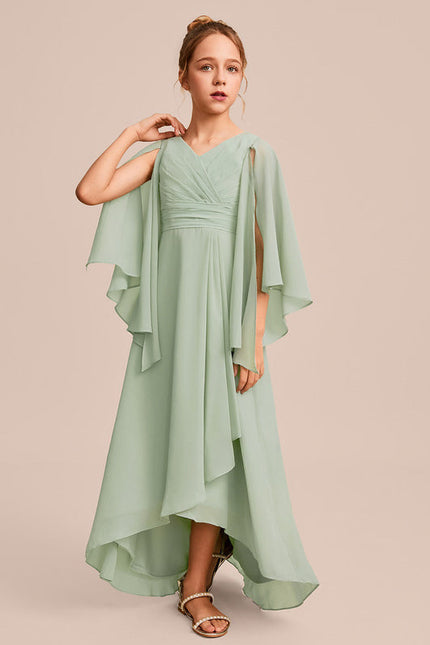 Robe Demoiselle D'Honneur Ailée Vert Pastel - gallery 1