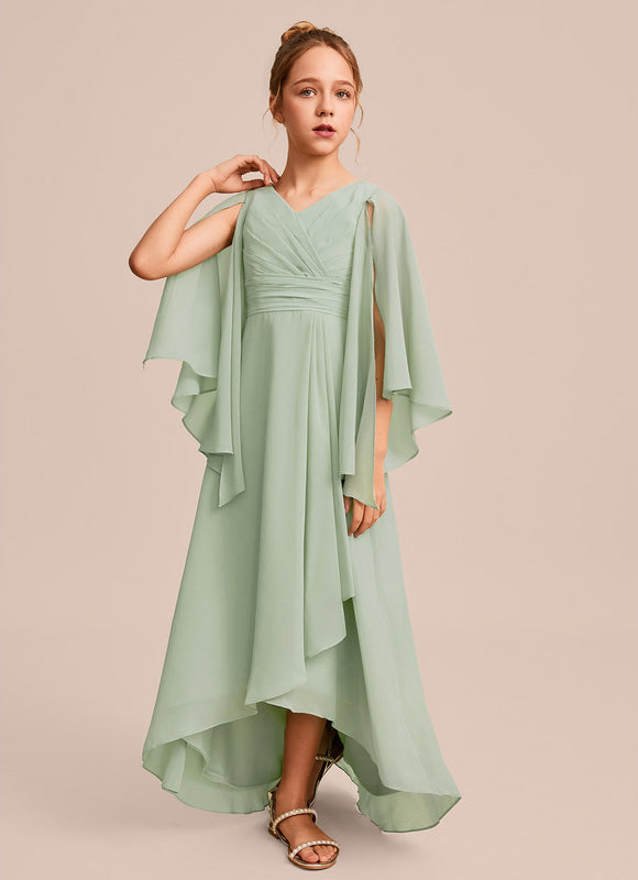 Robe Demoiselle D'Honneur Ailée Vert Pastel - gallery 1
