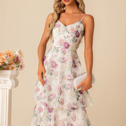 Robe Demoiselle D'Honneur Florale Cascade