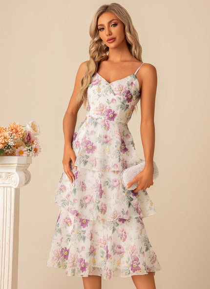 Robe Demoiselle D'Honneur Florale Cascade
