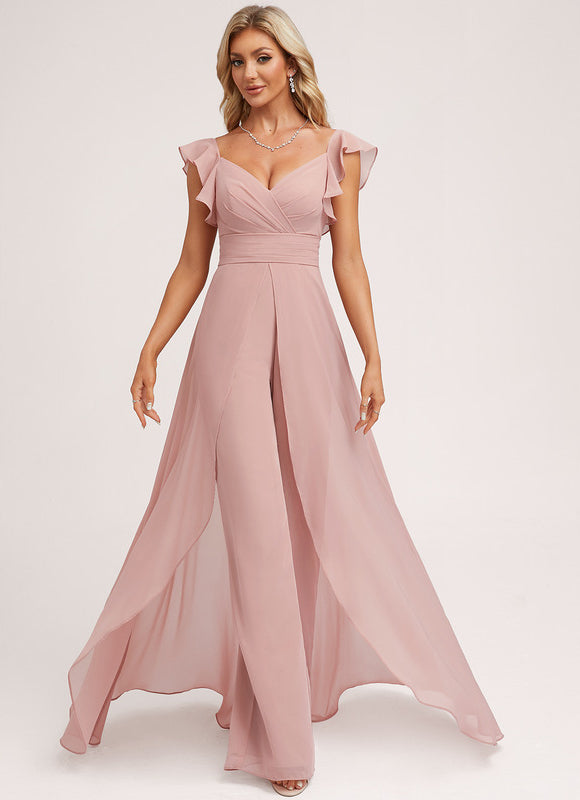 Robe Demoiselle D'Honneur Vaporeuse Rose