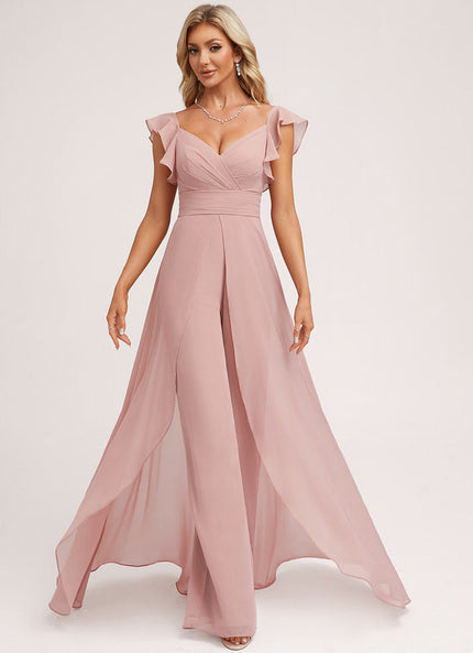 Robe Demoiselle D'Honneur Vaporeuse Rose
