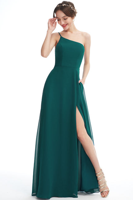 Robe Demoiselle D'Honneur Asymétrique Bordeaux - gallery 3
