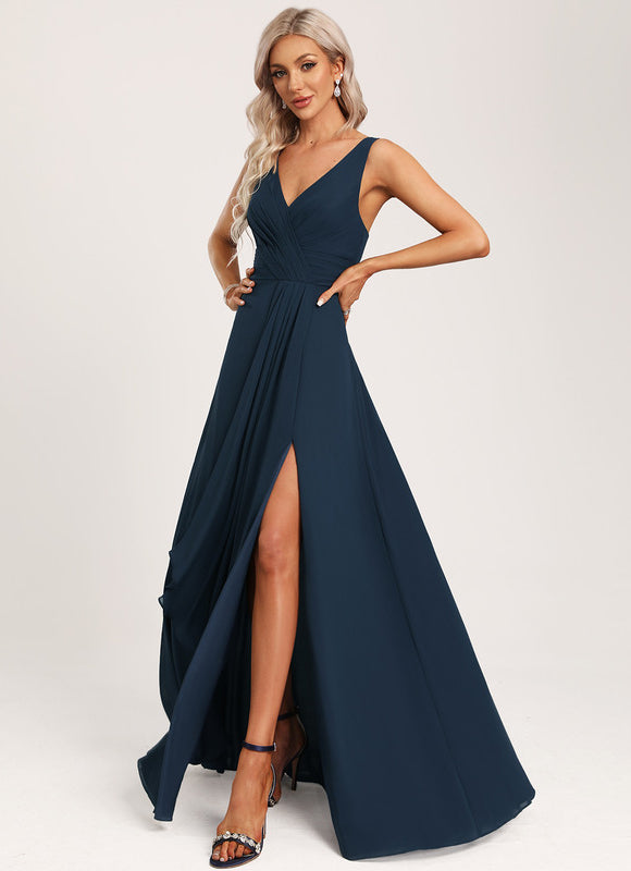 Robe Demoiselle D'Honneur À Volants Rose Pâle - gallery 1