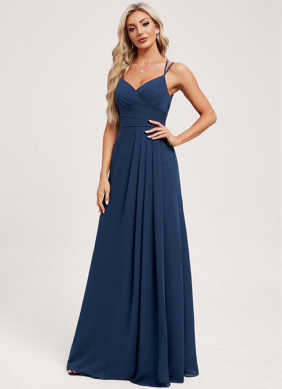 Robe Demoiselle D'Honneur Mousseline Beige - gallery 2