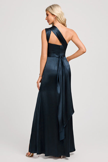 Robe Demoiselle D'Honneur Élégance Marine Satinée - gallery 9