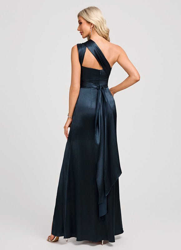 Robe Demoiselle D'Honneur Élégance Marine Satinée - gallery 9