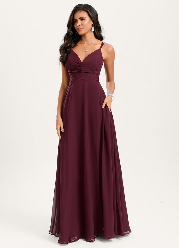 Robe Demoiselle D'Honneur Mousseline Beige - gallery 1