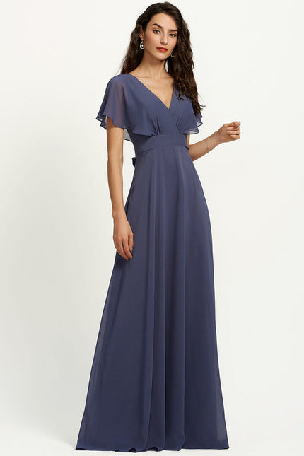 Robe Demoiselle D'Honneur Mousseline Beige - gallery 3