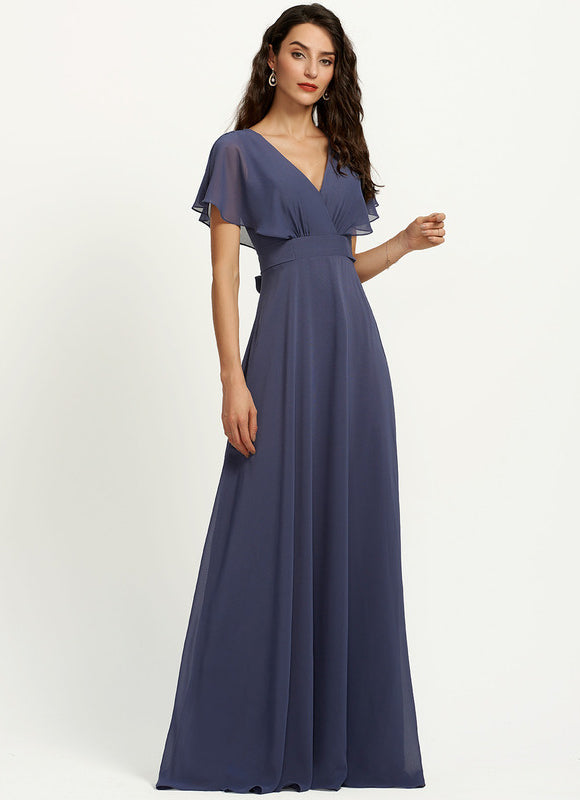 Robe Demoiselle D'Honneur Mousseline Beige - gallery 3