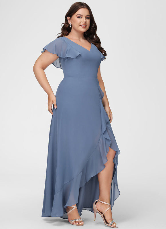 Robe Demoiselle D'Honneur Asymétrique Fluide - gallery 8