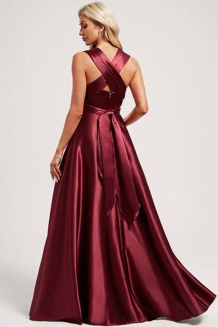 Robe Demoiselle D'Honneur Rouge Satiné Chic - gallery 9